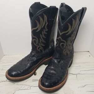 Larry Mahan* Full Quill Ostrich Boots w/ Vibram Crepe Sole - Men's size 9.5 D